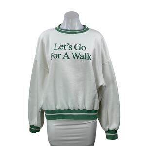 Yellow The Label Let's Go For A Walk White Green Long Sleeves Sweatshirt Top M